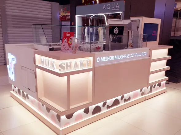 Report Engenharia Arquitetura quiosque em área de mall coordenação técnica adequações de infraestrutura Milky Moo Plaza Polo 3